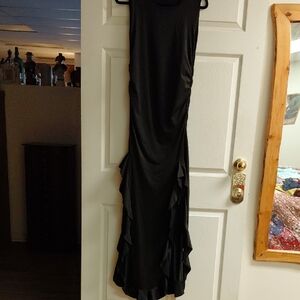 Sleeveless Black Ruffle Maxi Dress